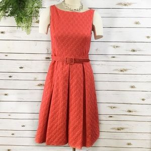 Muse orange coral retro dress size 10 midi. No belt included.